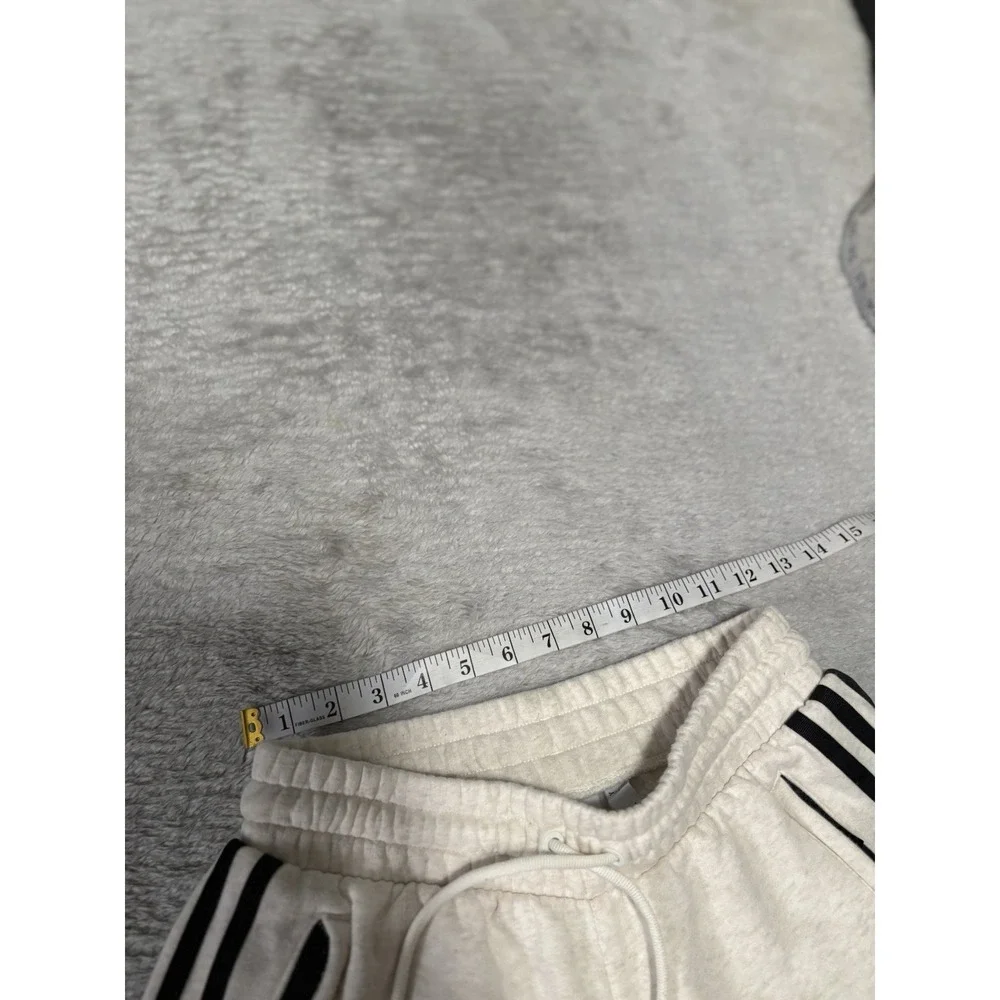 Adidas‎ Mens Striped Light Gray Fleece Joggers Size Small Sweatpants Drawstring